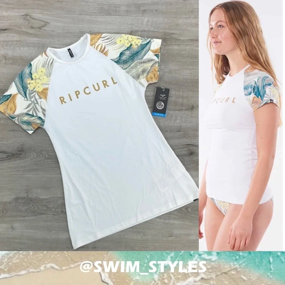 ☀️RIP CURL☀️ TROPIC SHACK RELAXED SHORT SLEEVE RASH GUARD